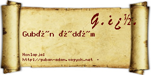 Gubán Ádám névjegykártya